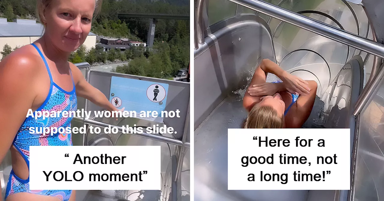 Thrill-Seeking Diver Jumps Down Extreme Waterslide, Ignoring The Strict Ban For Women