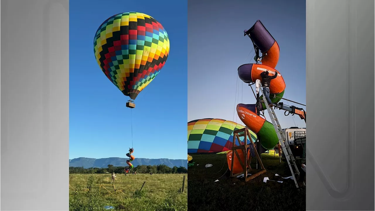 Vídeo: Paraquedista brasileira viraliza ao saltar de balão com toboágua acoplado