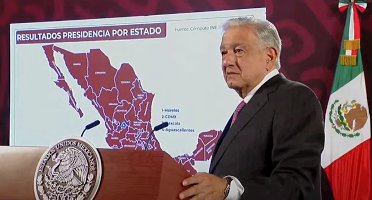 “Ahí está la polarización”: AMLO presume resultados de la pasada elección donde Morena y aliados ganaron en 31 estados