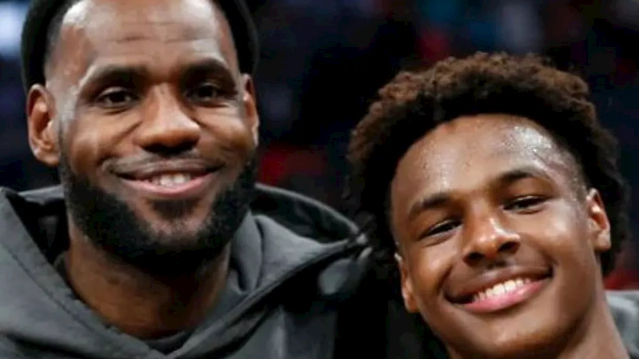 Lakers star LeBron James and son Bronny, 19, make history in emotional first during NBA draft