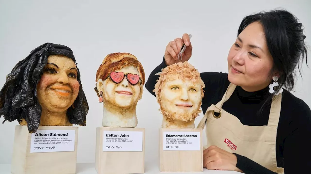 Seniman Wanita Berdarah Indonesia Bikin Sushi Berbentuk Kepala Selebritis Terkenal, Ed Sheeran hingga Elton John