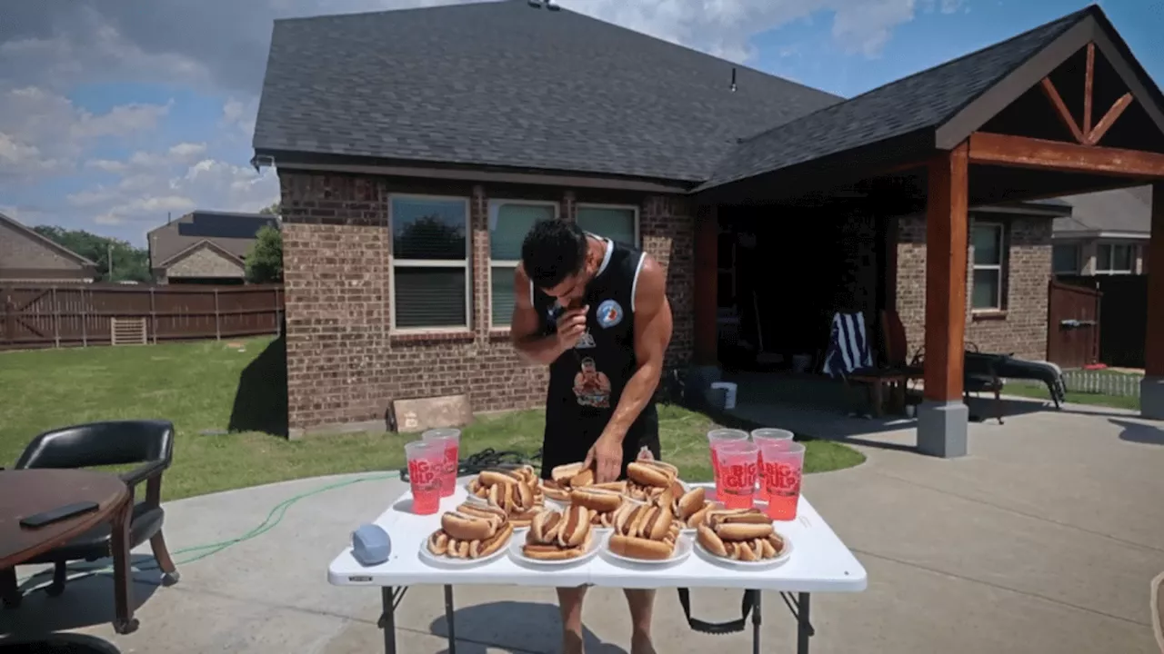 He hits the gym to train … to eat hot dogs