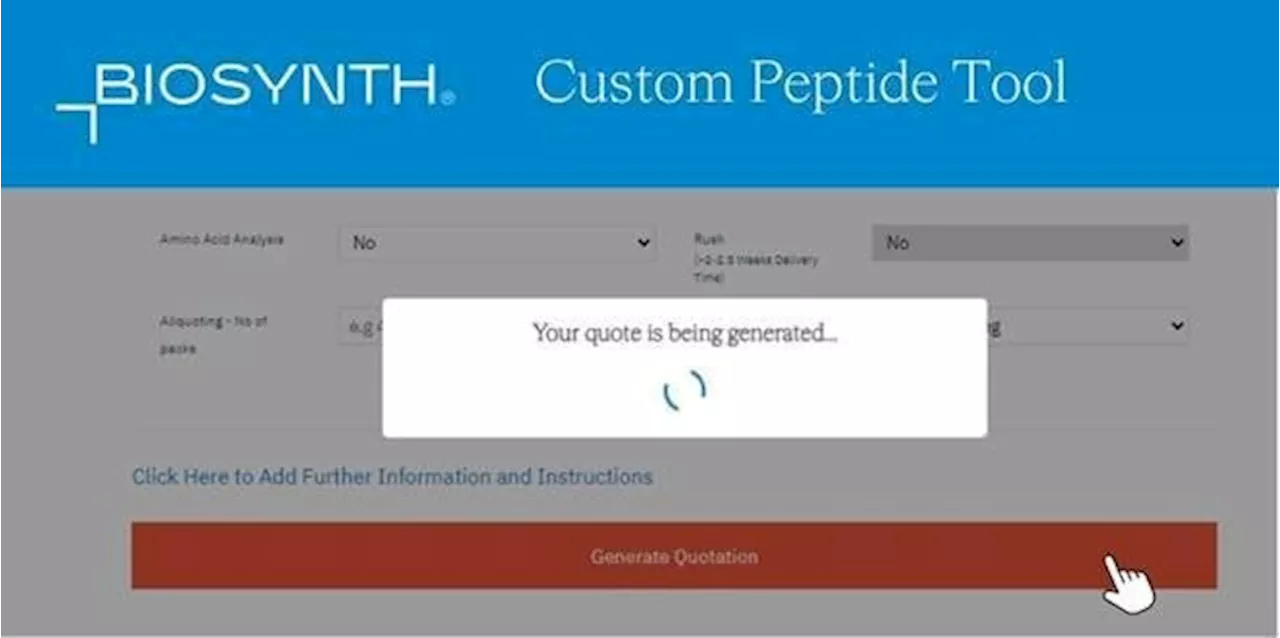 Biosynth’s unique online custom peptide toolset completed with full order tracking and QC data portal