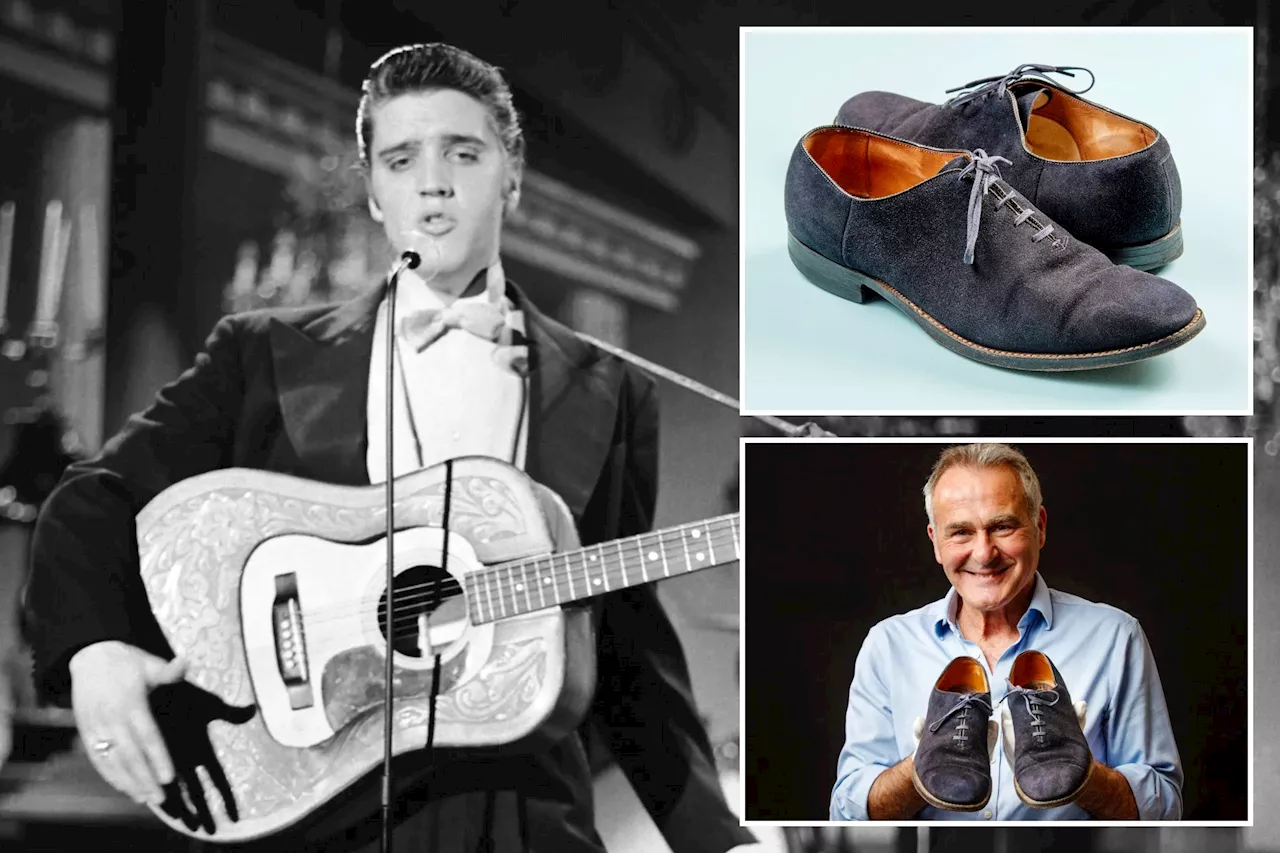 Elvis Presley's actual blue suede shoes fetch six figures at auction