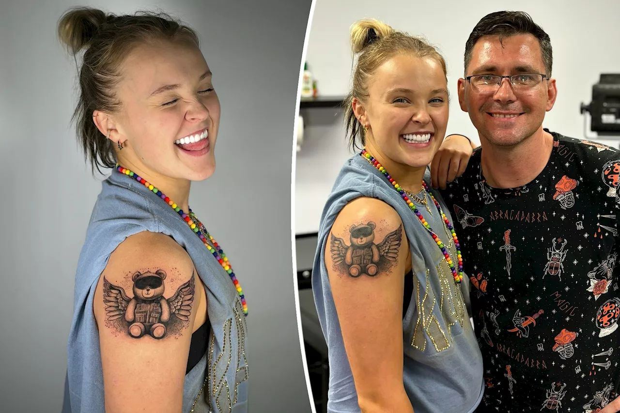 JoJo Siwa unveils huge new arm tattoo of winged teddy bear