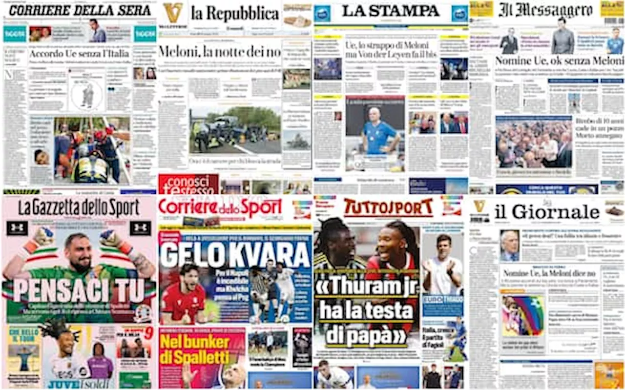 Le prime pagine dei quotidiani di oggi 28 giugno: la rassegna stampa