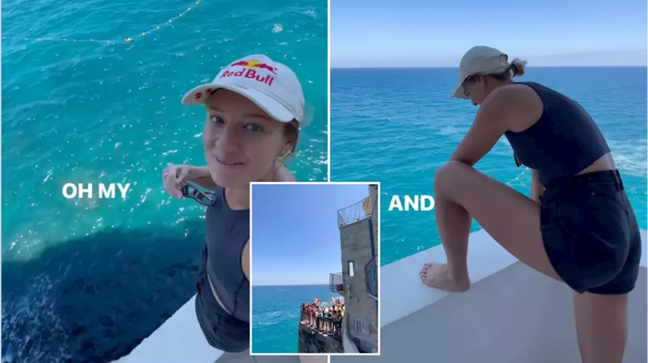 World champion diver who ignored warning on extreme 'no women' water slide posts latest daring stunt online