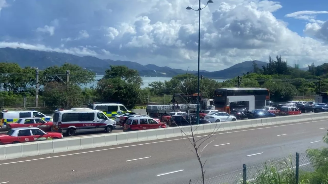 Three crashes involving eight vehicles on Hong Kong highway disrupt airport-bound traffic for two hours