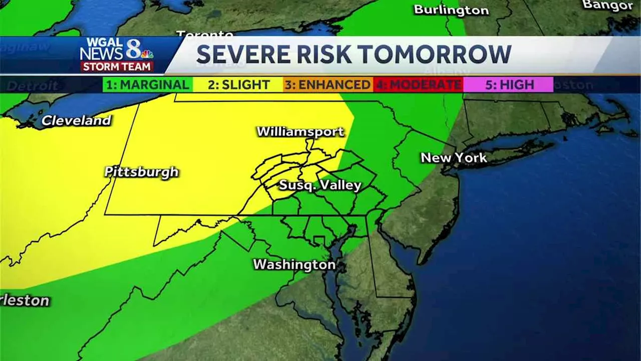 Strong to severe storms possible Saturday in South-Central Pennsylvania