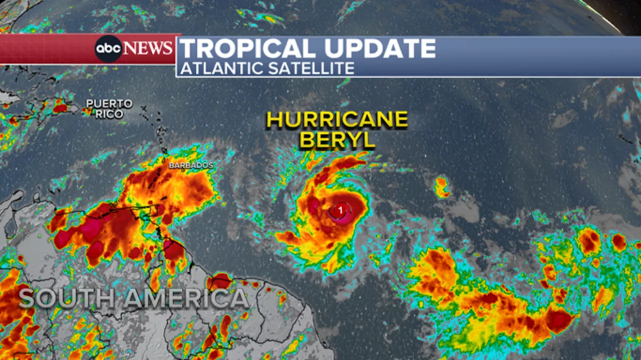 Beryl strengthens into 1st hurricane of 2024 in Atlantic Ocean, forecast to become major storm