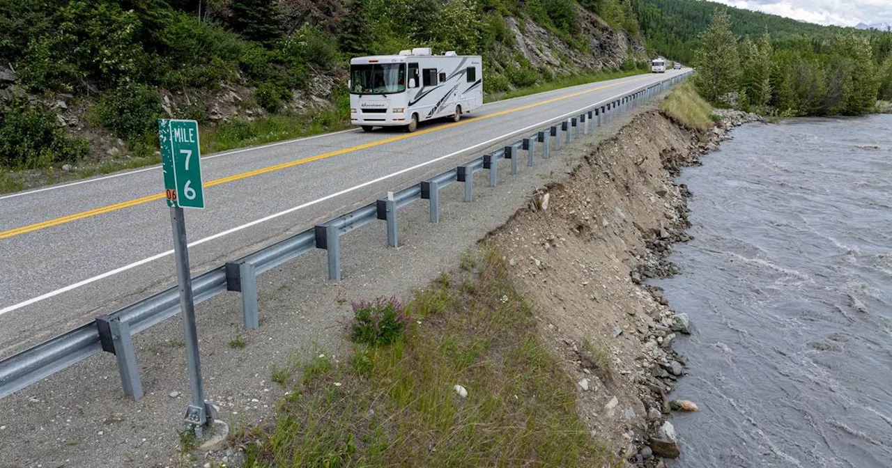 Matanuska River erosion near Sutton spurs emergency repairs along Glenn Highway