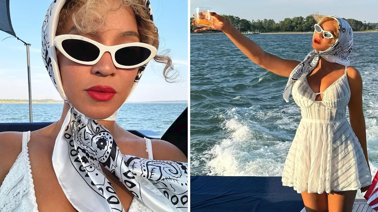 Beyoncé entra na trend fashionista e usa lenço amarrado aos cabelos; veja