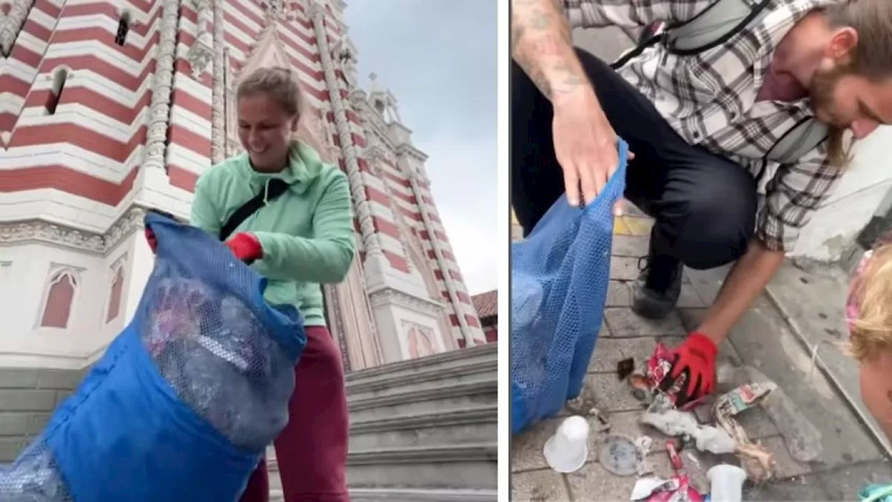 Pareja de ambientalistas checos se hicieron virales tras recoger basura durante su viaje en Colombia