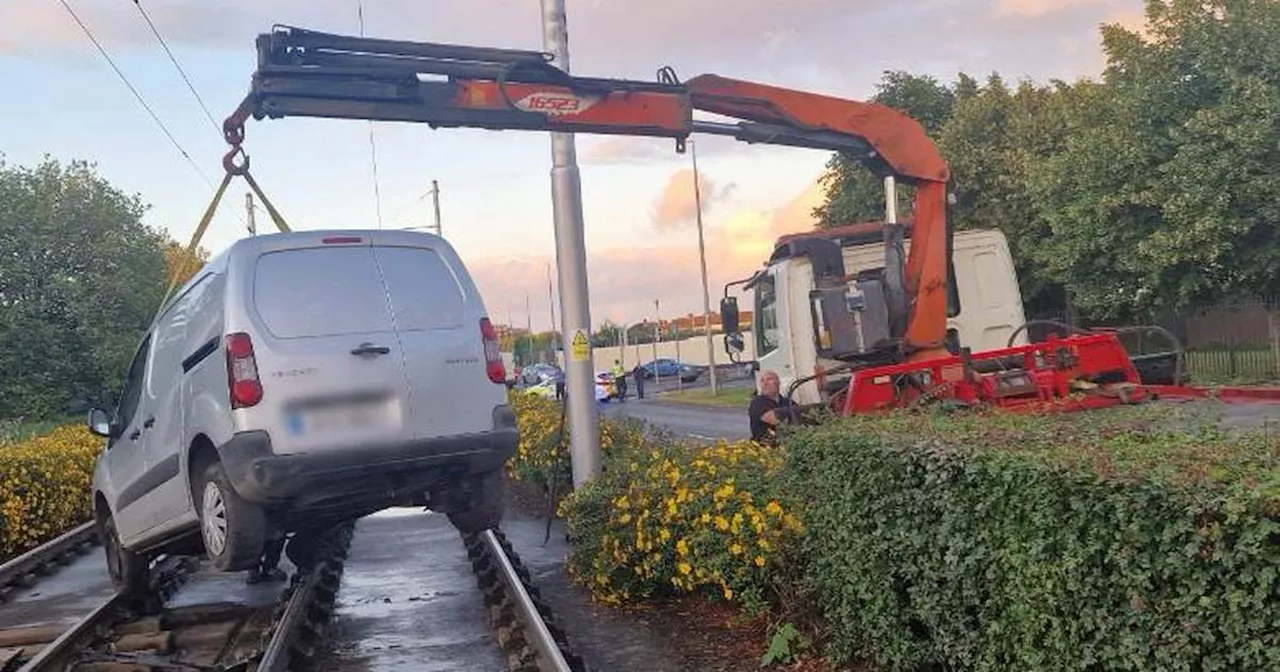 Luas services disrupted after ‘reckless motorist’ drives van onto tracks