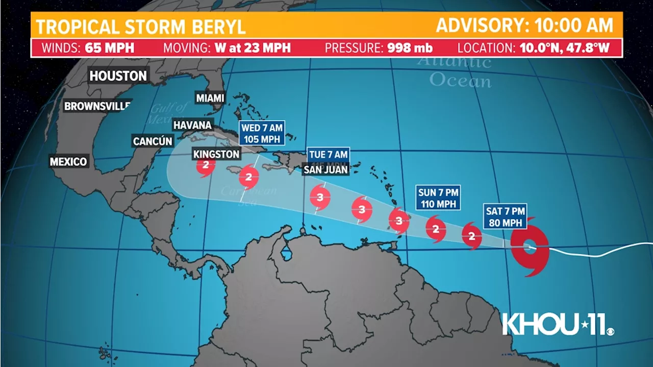 Tropical Storm Beryl forms in Atlantic, expected to strengthen into hurricane in coming days