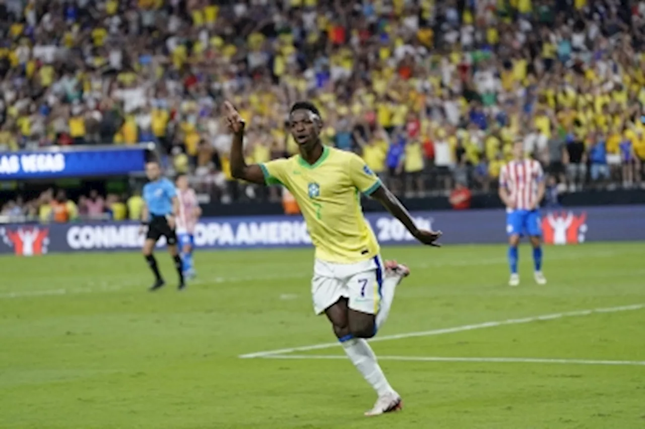 Vinicius brace helps Brazil to 4-1 Copa America win over Paraguay