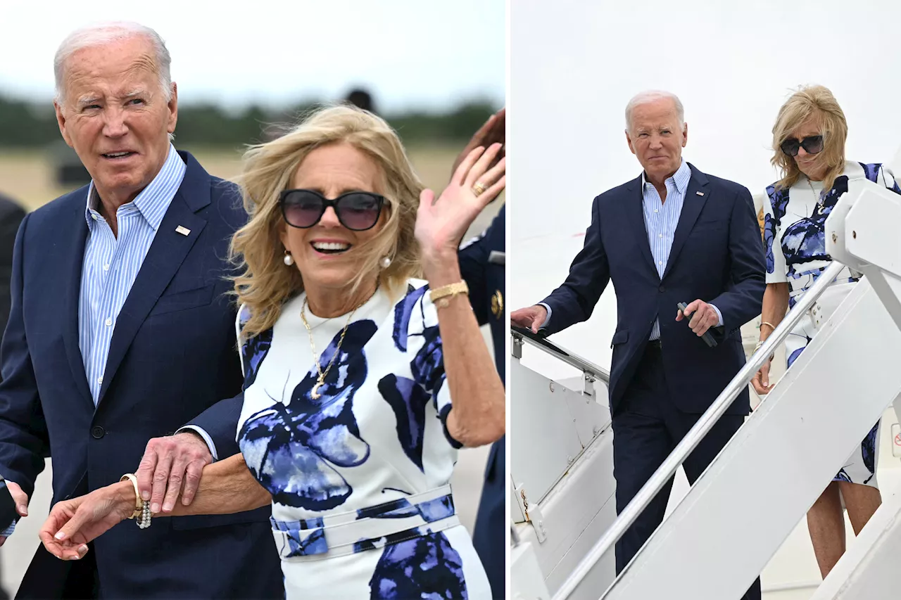 Biden clutches Jill's arm after touching down in Hamptons for ritzy fundraiser amid growing calls to step down