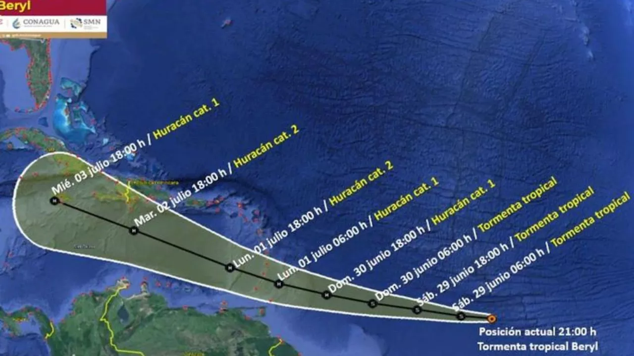 Tormenta tropical Beryl: Se esperan fuertes lluvias en 29 estados