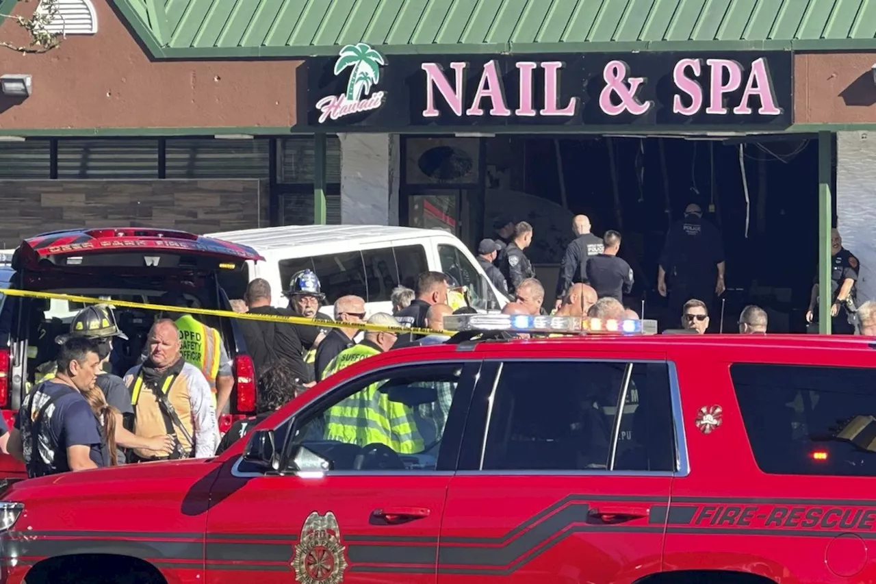 Minivan slams into a Long Island nail salon, killing 4 and injuring 9, official says