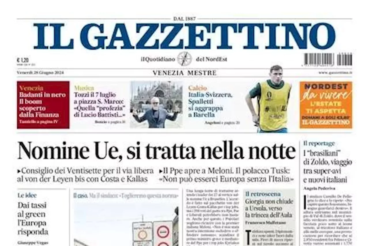 Road to Euro 2024, Il Gazzettino intitola: 'Italia-Svizzera, Spalletti si aggrappa a Barella'