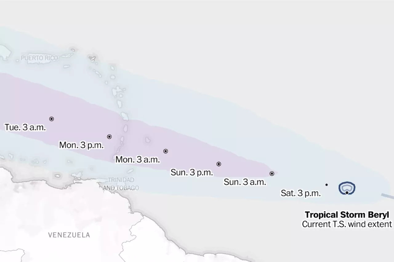 Tropical Storm Beryl could strengthen into the season’s first hurricane