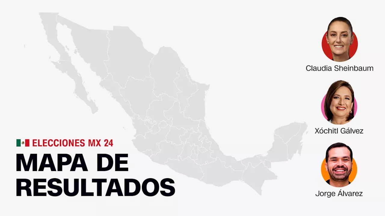 Mapa de resultados de las elecciones presidenciales 2024 en México