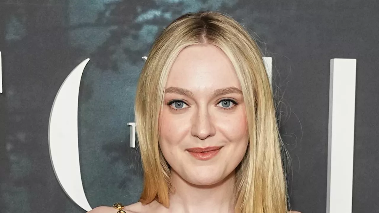 Dakota Fanning exudes elegance in a plunging green gown as she attends star-studded premiere of...