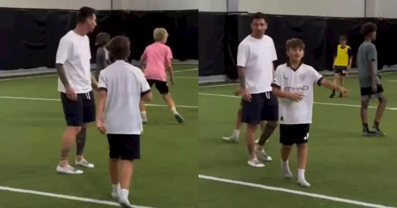 Video: Messi se divirtió con Thiago y otros niños antes de sumarse a la Selección