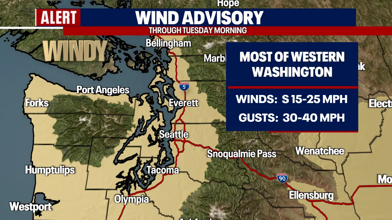 Seattle weather: Gusty wind and more rain ahead through Tuesday