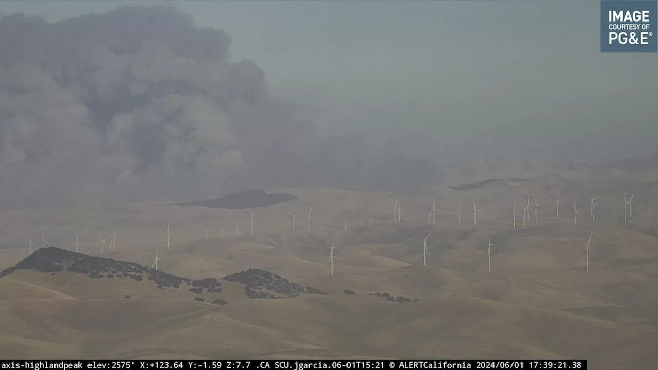 California firefighters continue battling wind-driven wildfire east of San Francisco