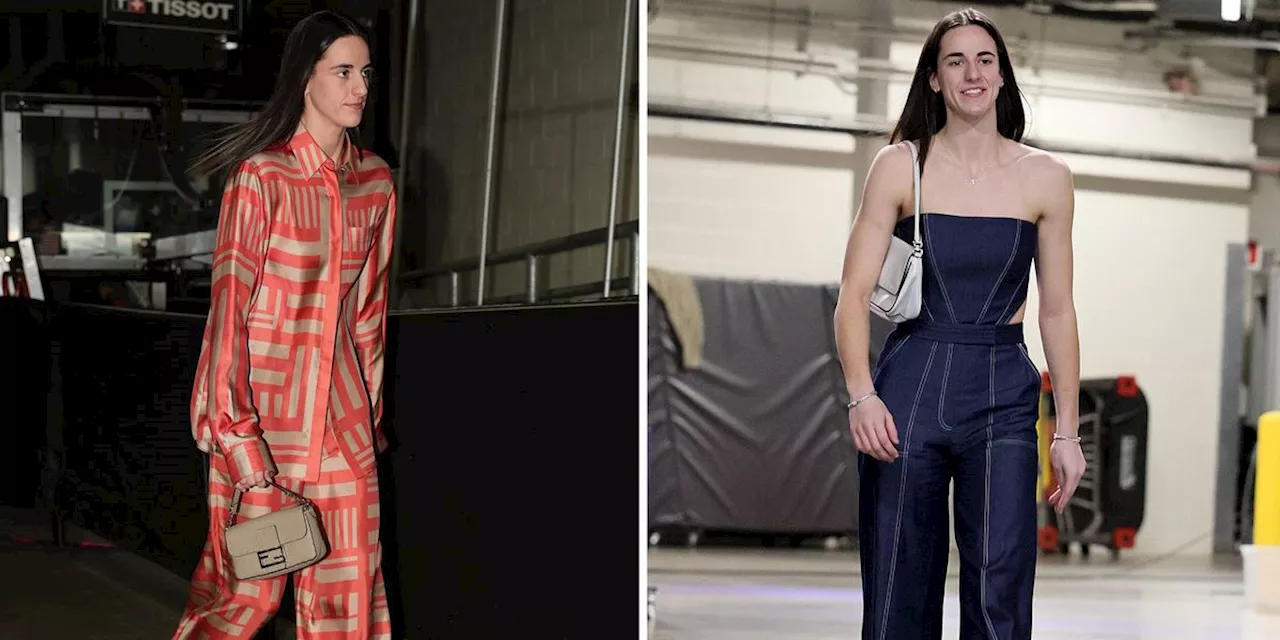 Caitlin Clark Struts Down the WNBA Tunnel in a Slouchy Fendi Set and a Cutout Denim Jumpsuit