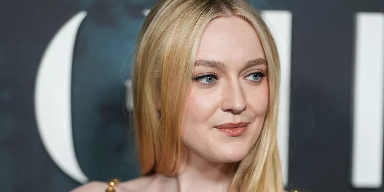 Dakota Fanning Wears a Glamorous Green Dress With a Daring Plunging Neckline