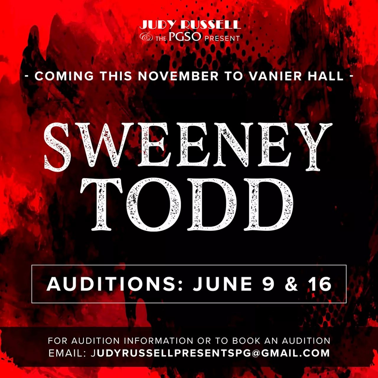 The Prince George Symphony Orchestra and Judy Russell present Sweeney Todd this November