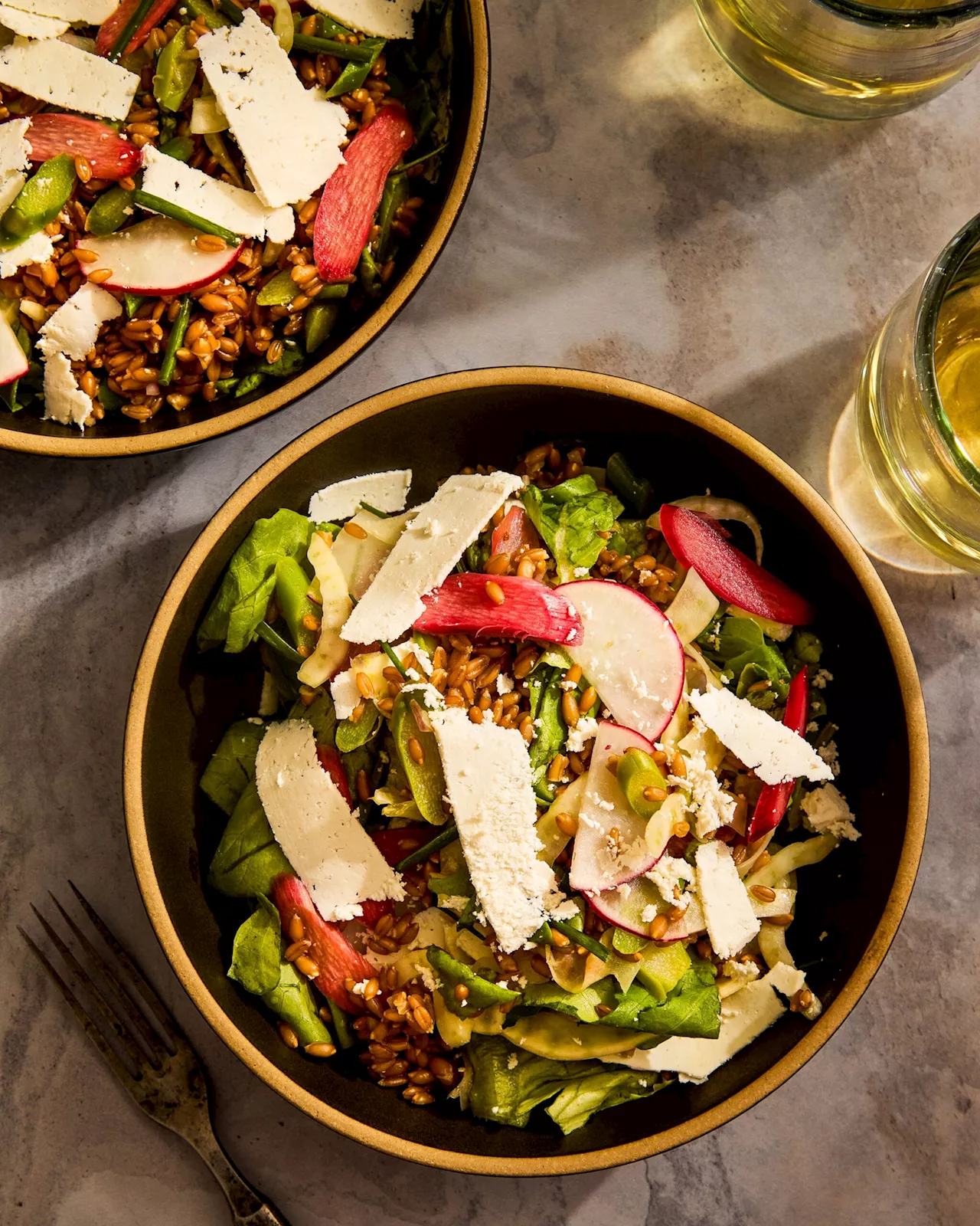 Spelt Salad with Asparagus and Quick-Pickled Rhubarb