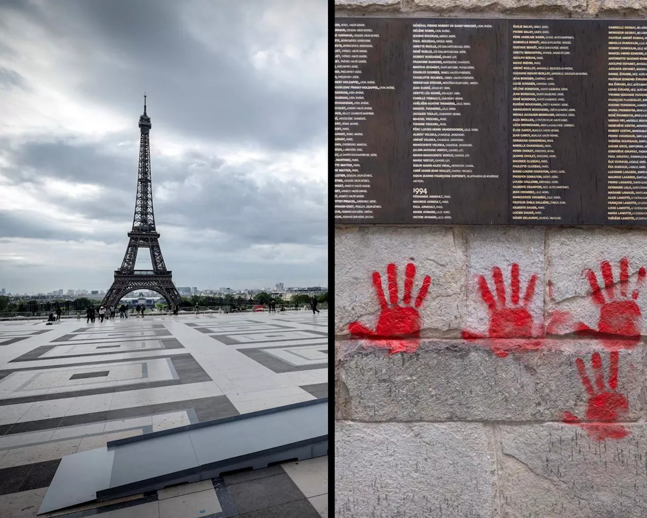 Cercueils au pied de la tour Eiffel : lien avec les tags de mains rouges, soupçons d’ingérence de la Russie... Ce que l’on sait