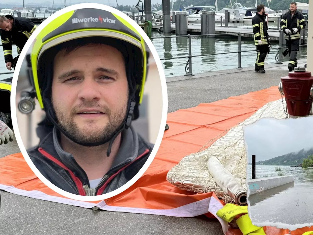 Bodensee könnte noch steigen: In Bregenz am Hafen wurde ein Hochwasserschutz aufgebaut