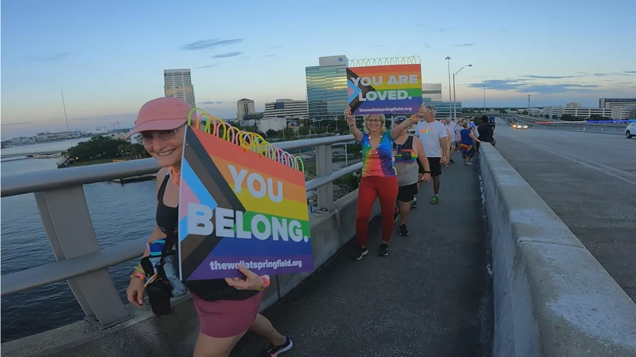 Jacksonville LGBTQ+ community fills Acosta Bridge with rainbow colors in protest of 'Freedom Summer'