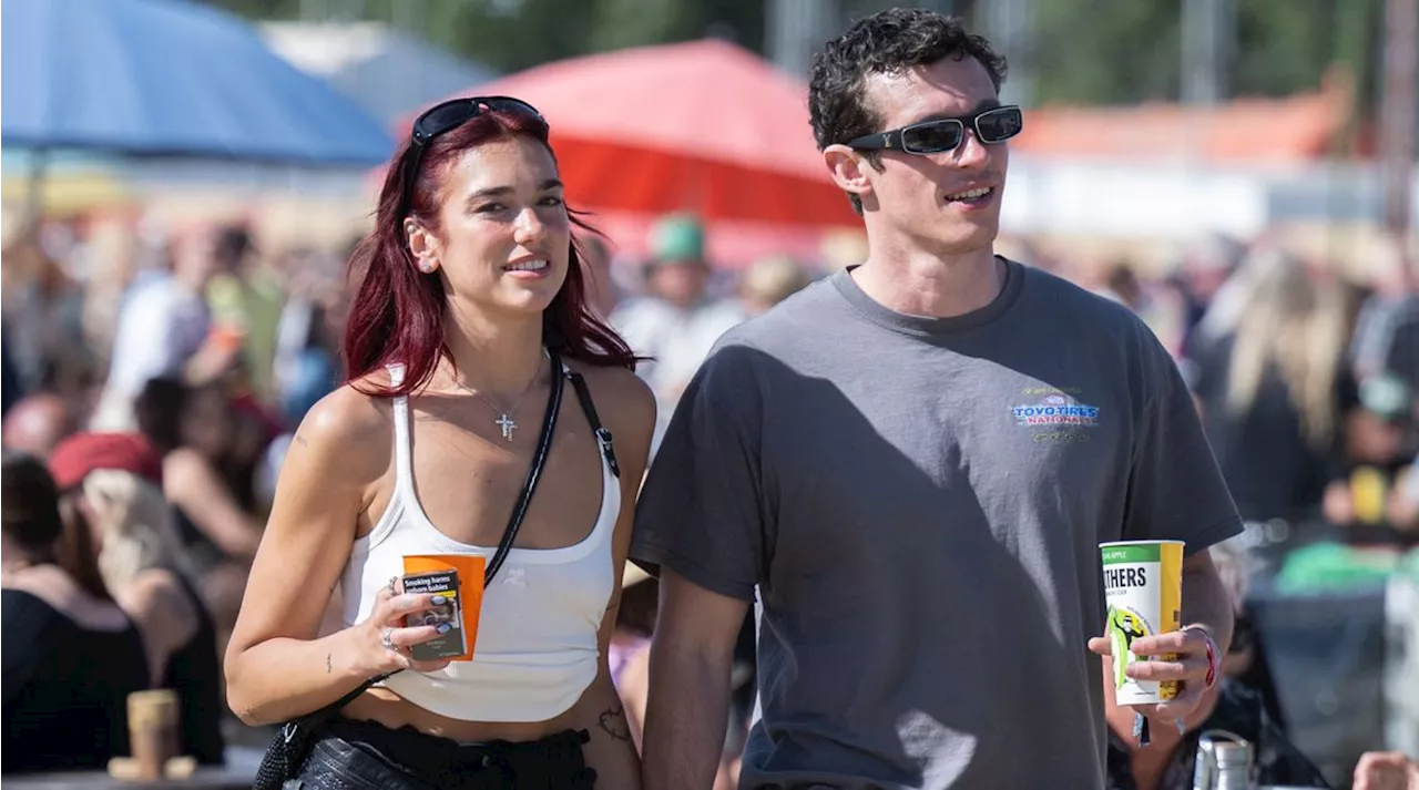 Dua Lipa Wears Edgy All-Leather Skirt During Glastonbury Date with Callum Turner