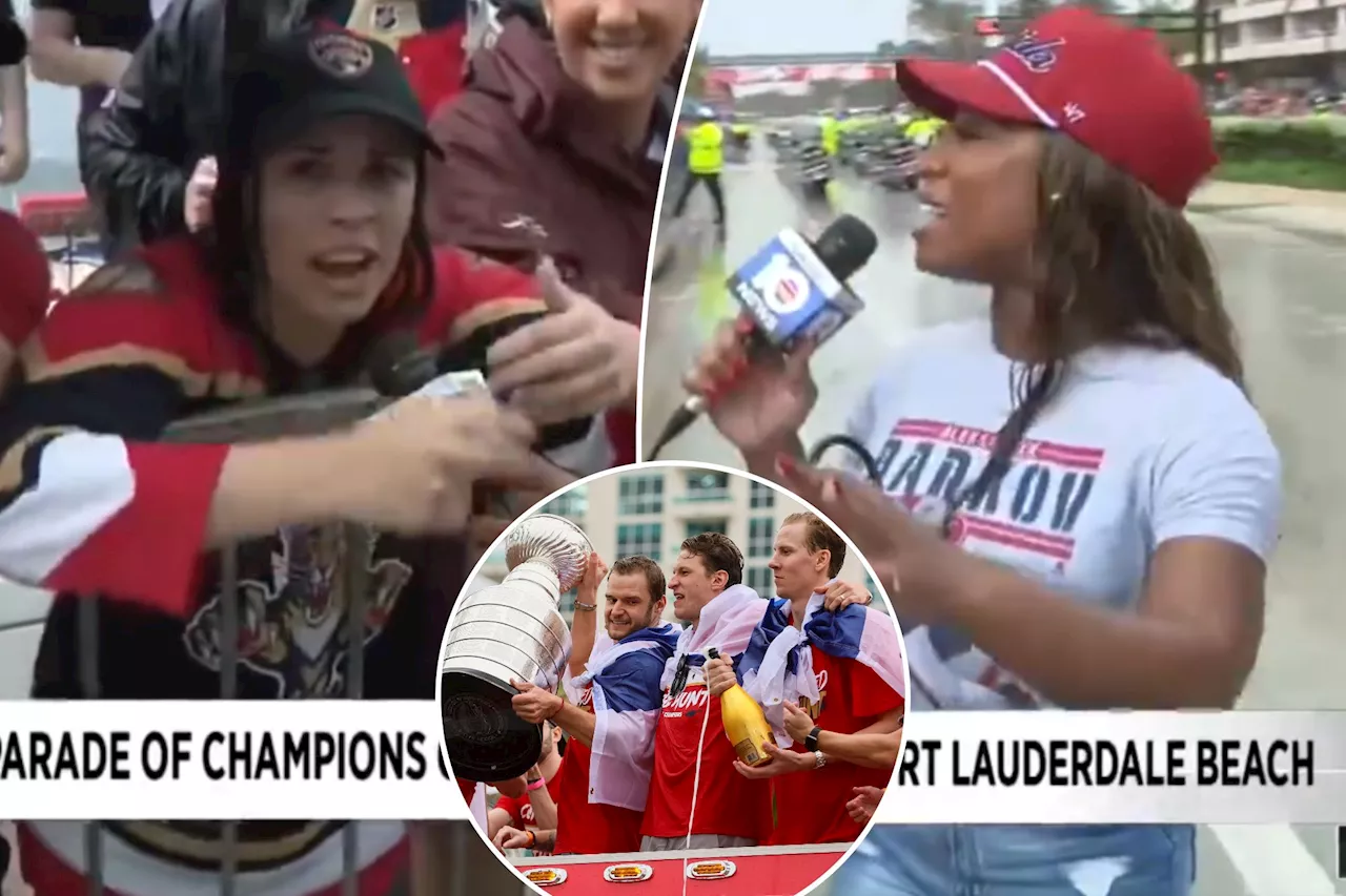 Panthers fan drops f-bomb in TV interview during rainy, boozy Stanley Cup parade