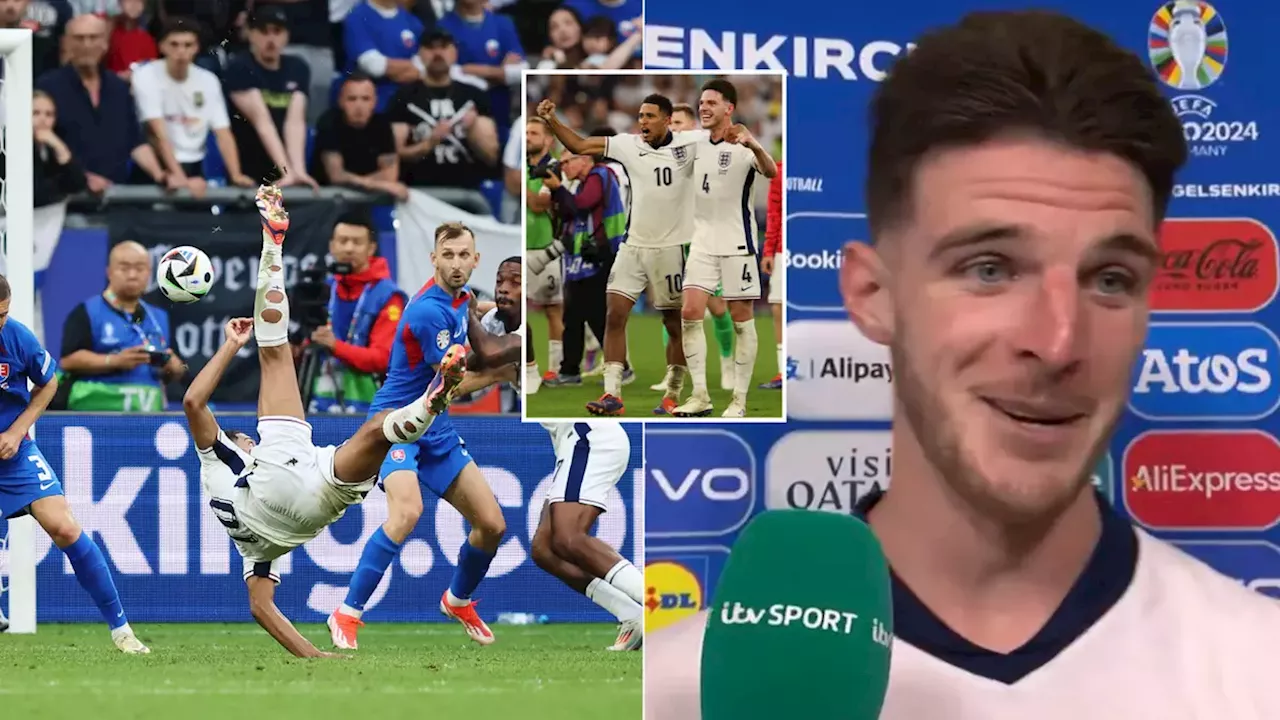 Declan Rice had a priceless reaction to Jude Bellingham's wondergoal for England against Slovakia