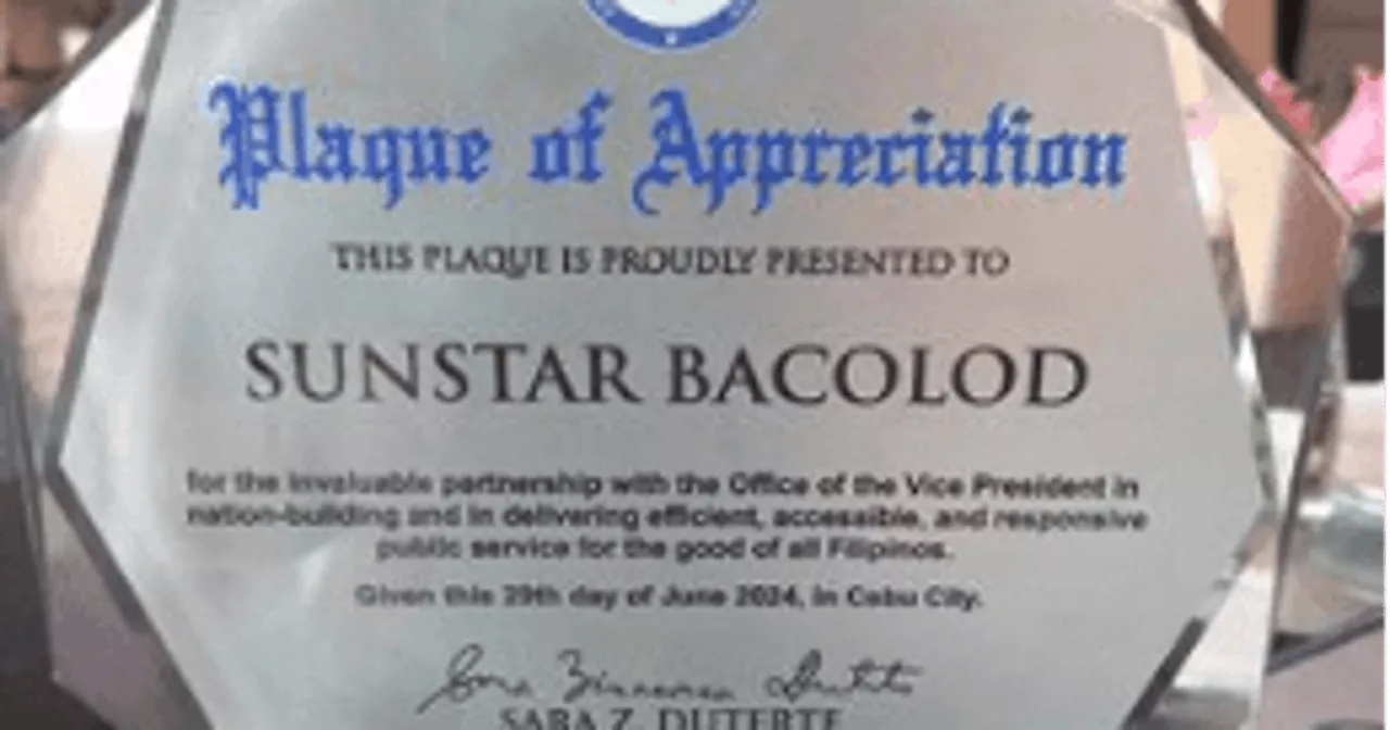 OVP recognizes Sunstar-Bacolod