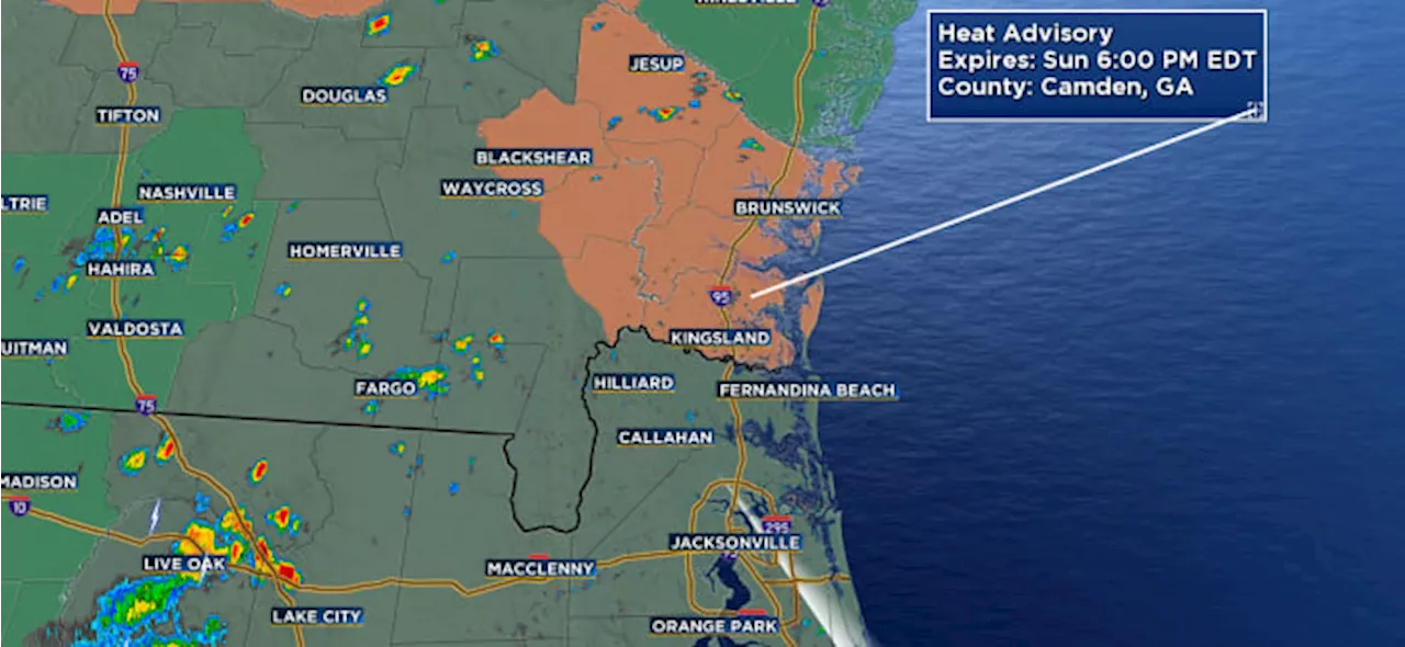 Heat Advisory in effect for Southeast Georgia and Isolated storms