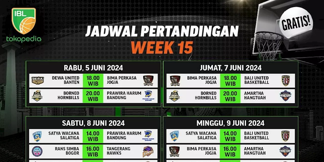 Jadwal Siaran Langsung IBL Tokopedia 2024 Pekan 15 di Vidio, 5-9 Juni 2024