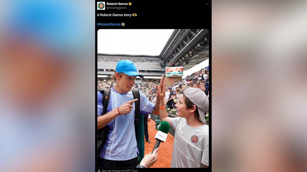 Roland-Garros : un jeune supporter devient le porte-bonheur d’Alex de Minaur