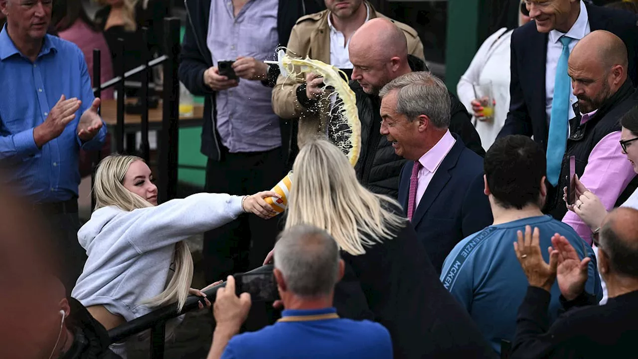 Nigel Farage splattered with milkshake in Clacton