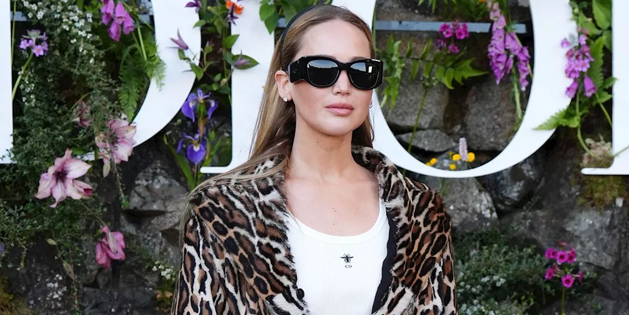 Jennifer Lawrence Looks Fierce in a Belted Leopard-Print Fur Coat