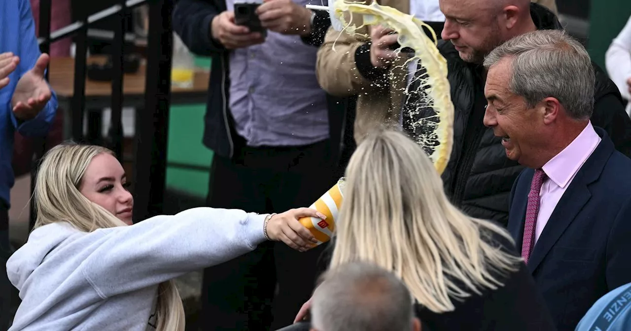 Nigel Farage Gets Milkshake Thrown In His Face As He Launches Election Campaign