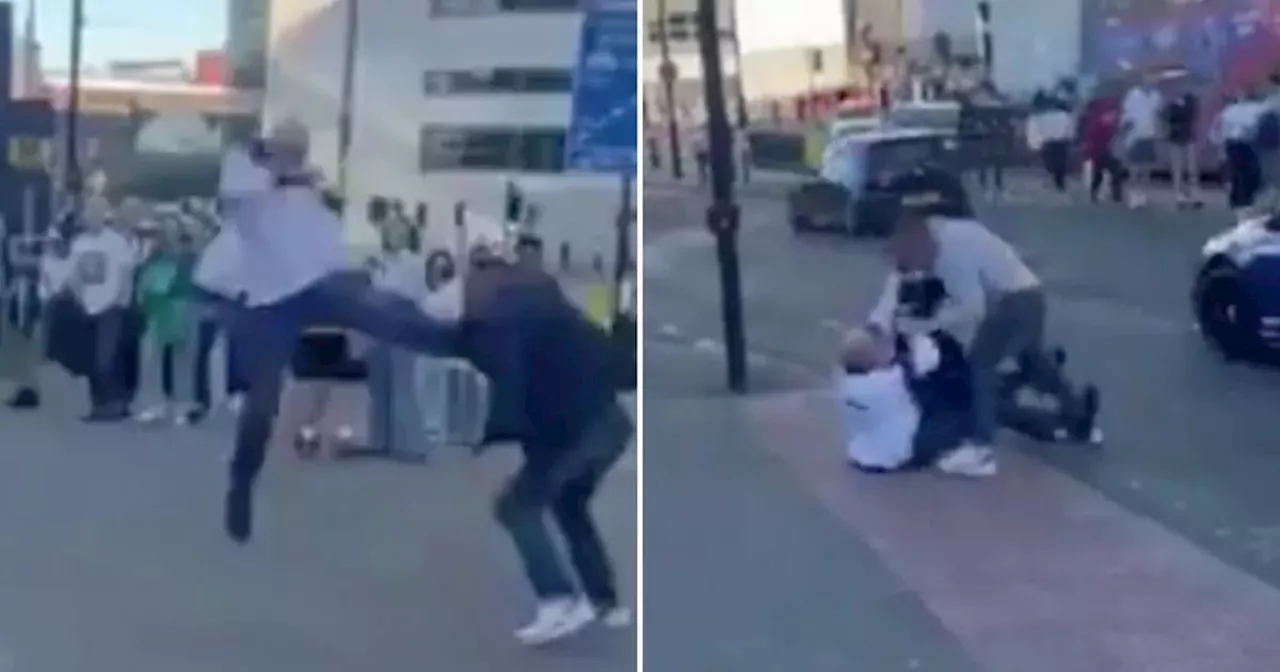 Watch moment fans fight in ugly clash at England's pre-Euro 2024 friendly