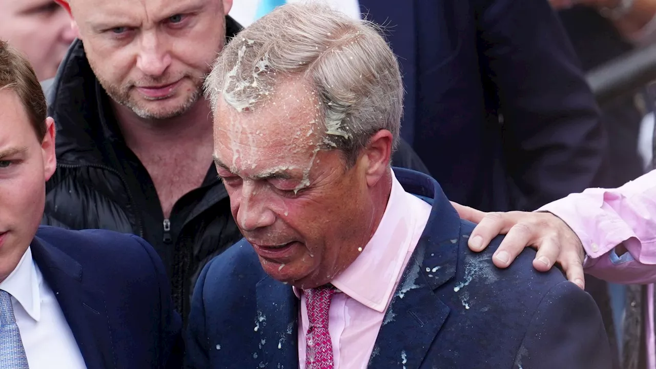 Nigel Farage has milkshake thrown at him while visiting Clacton-on-Sea