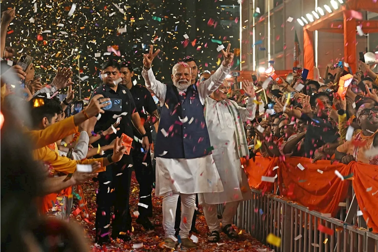 Modi celebrates victory in India vote, but falls short of landslide